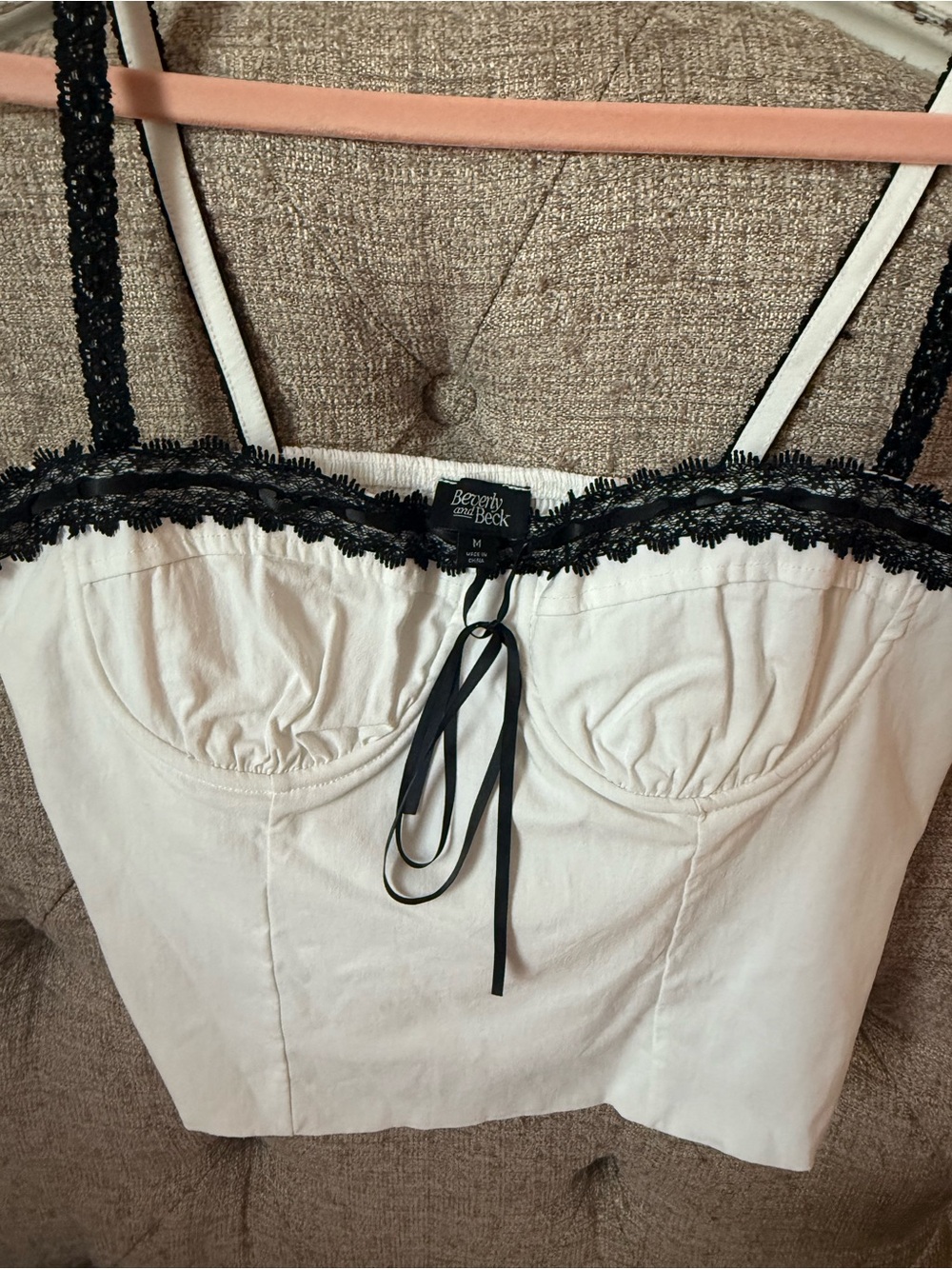 Beverly and Beck (Pacsun) Cream Chemise with Black Lace Trim